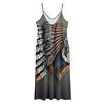 Native American Indian Girl Print Jersey Midi Cami Dress