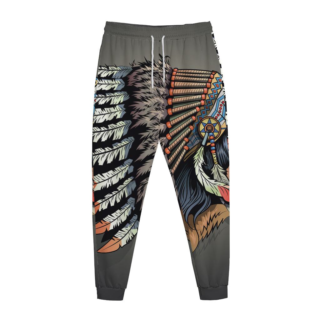 Native American Indian Girl Print Jogger Pants