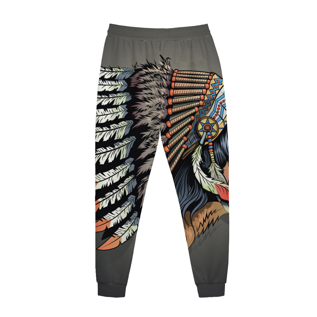 Native American Indian Girl Print Jogger Pants