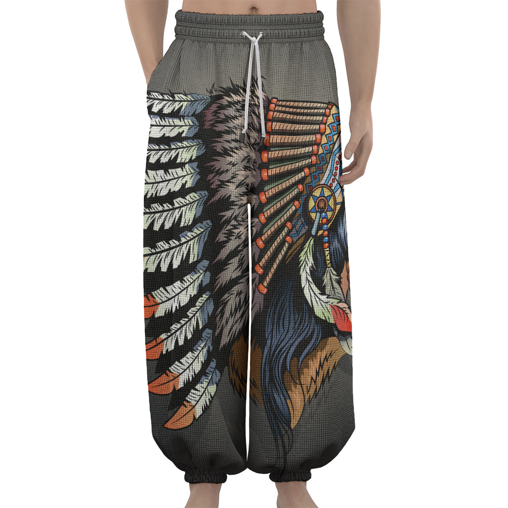 Native American Indian Girl Print Lantern Pants