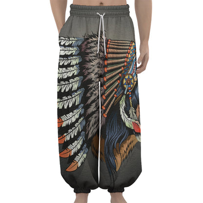 Native American Indian Girl Print Lantern Pants