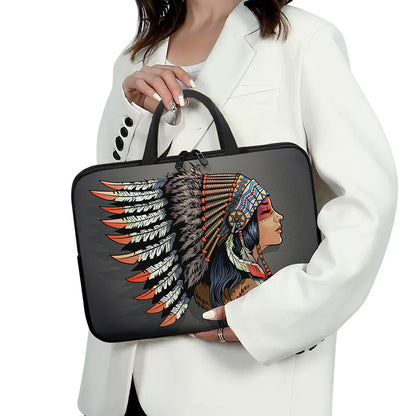 Native American Indian Girl Print Laptop Sleeve With Handle