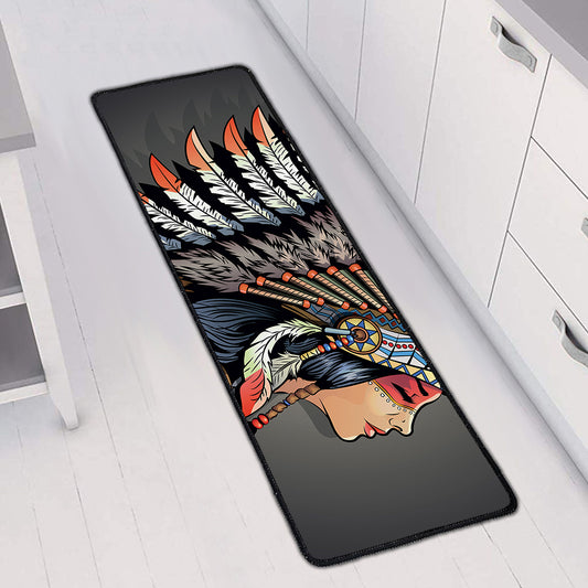 Native American Indian Girl Print Long Kitchen Mat