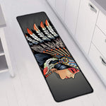 Native American Indian Girl Print Long Kitchen Mat