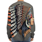 Native American Indian Girl Print Long Sleeve Baseball Jersey