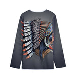 Native American Indian Girl Print Long Sleeve Short Coat