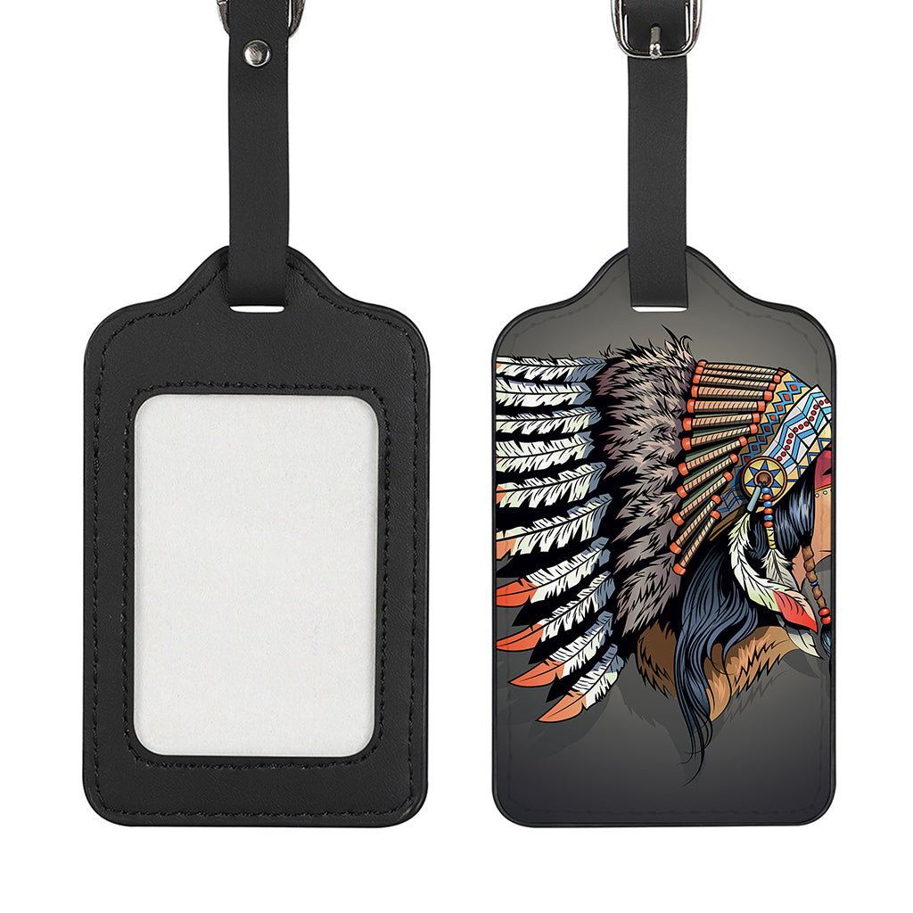 Native American Indian Girl Print Luggage Tag