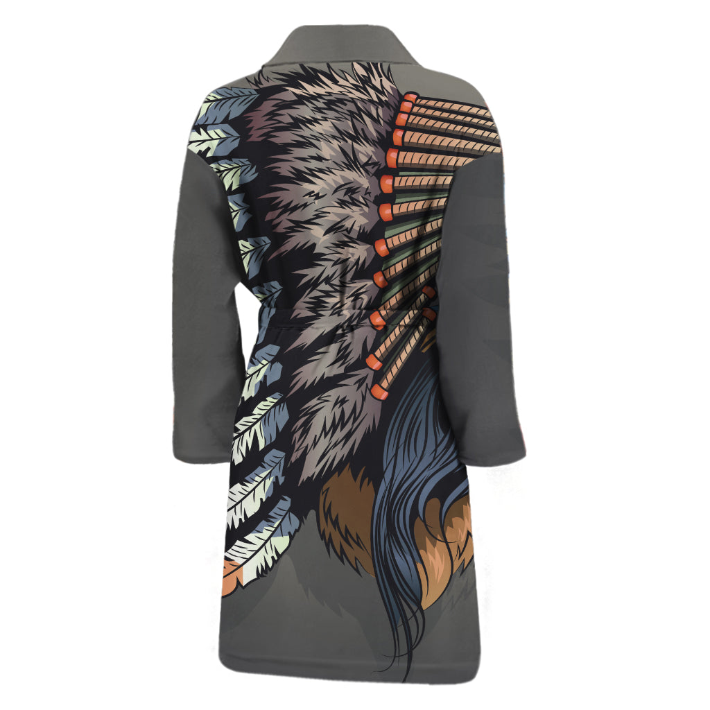 Native American Indian Girl Print Men's Bathrobe