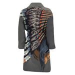 Native American Indian Girl Print Men's Bathrobe