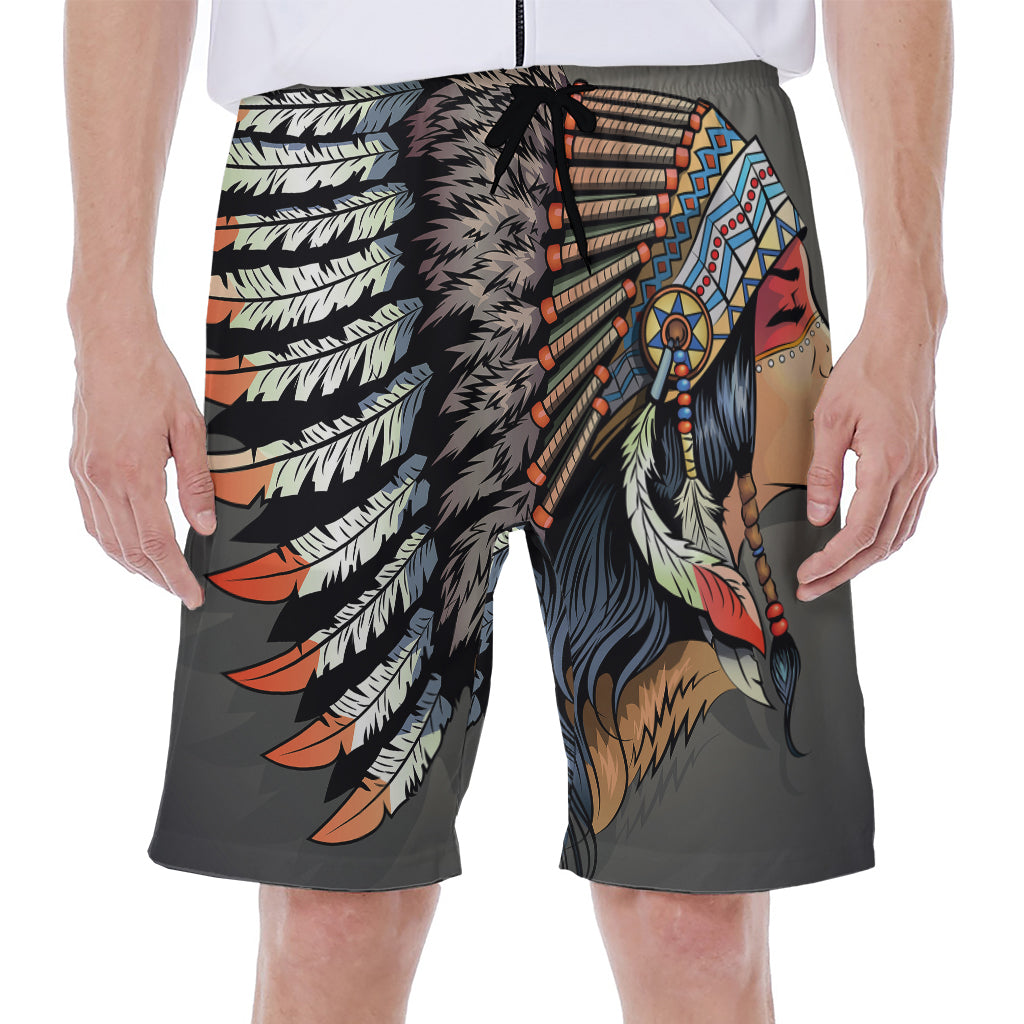 Native American Indian Girl Print Men's Beach Shorts