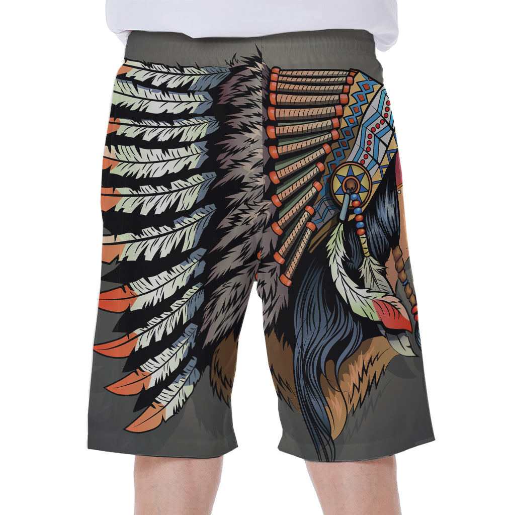Native American Indian Girl Print Men's Beach Shorts