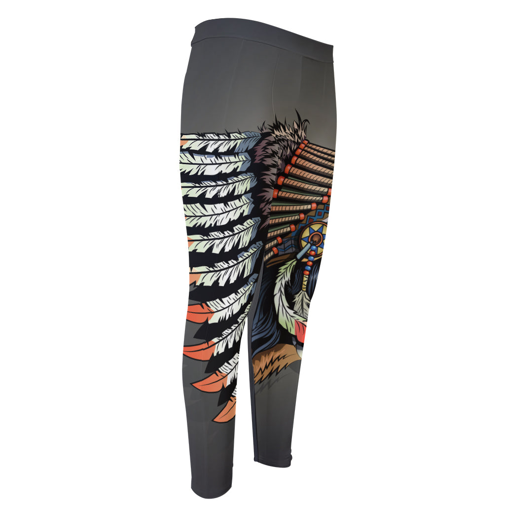 Native American Indian Girl Print Men's Compression Pants