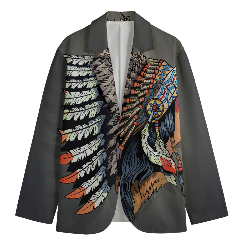 Native American Indian Girl Print Men's Cotton Blazer