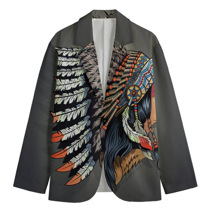 Native American Indian Girl Print Men's Cotton Blazer