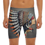 Native American Indian Girl Print Men's Long Boxer Briefs