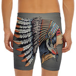 Native American Indian Girl Print Men's Long Boxer Briefs