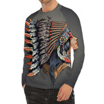 Native American Indian Girl Print Men's Long Sleeve Rash Guard