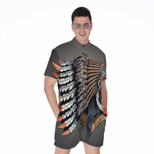 Native American Indian Girl Print Men's Rompers