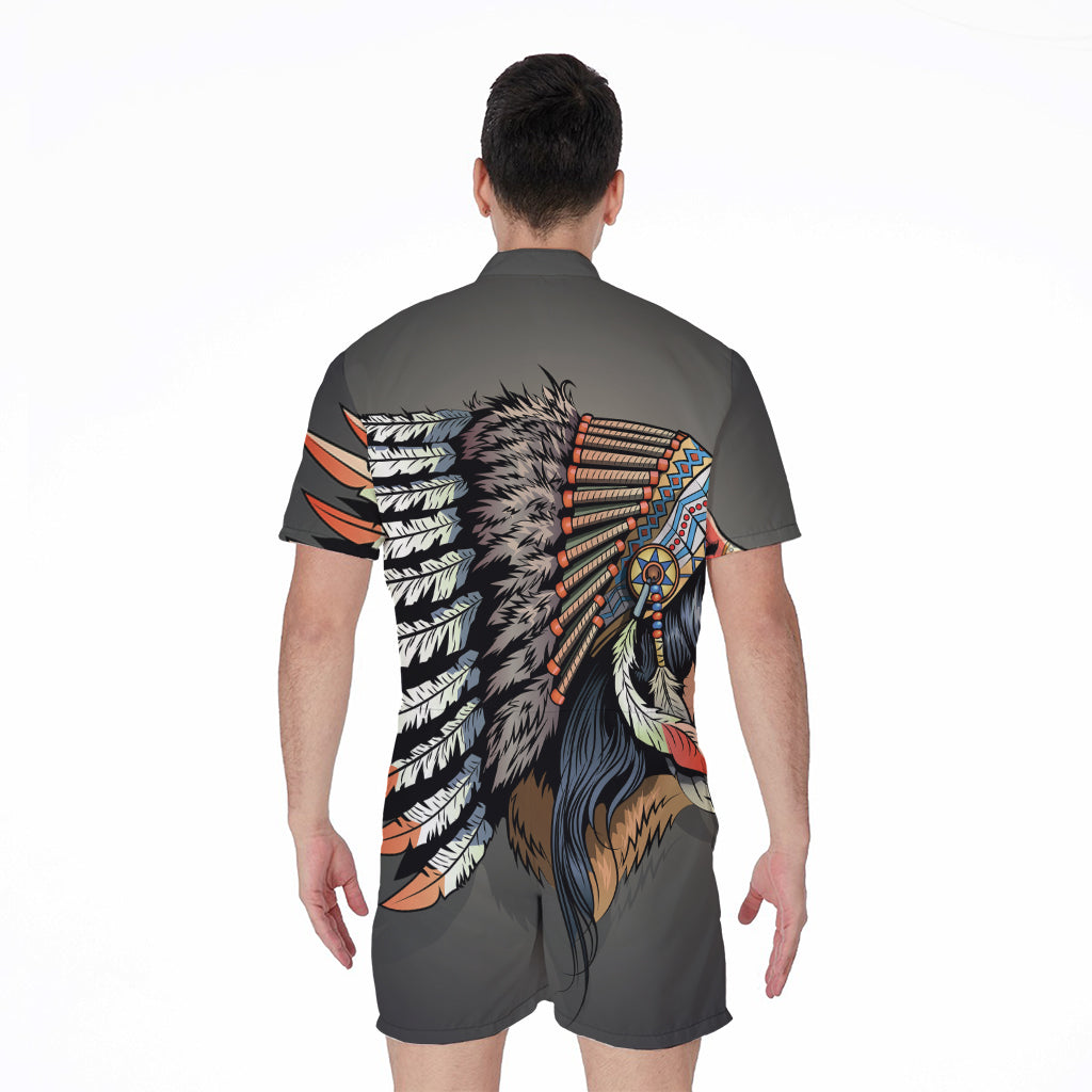 Native American Indian Girl Print Men's Rompers