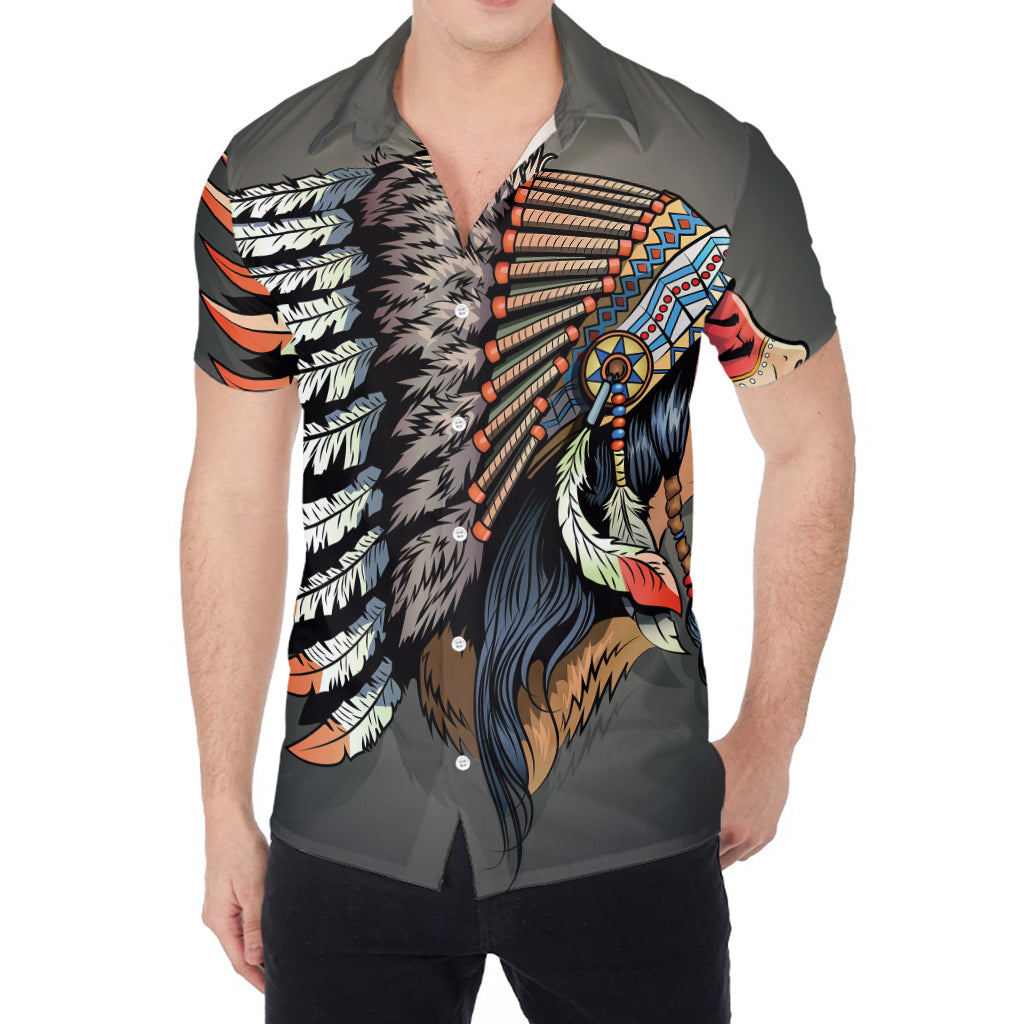 Native American Indian Girl Print Men's Shirt