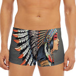 Native American Indian Girl Print Men's Short Boxer Briefs