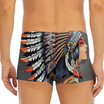 Native American Indian Girl Print Men's Short Boxer Briefs