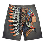 Native American Indian Girl Print Men's Swim Trunks
