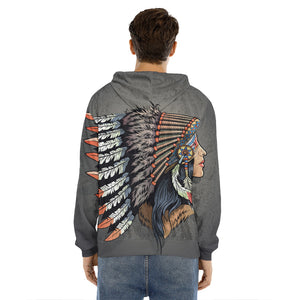 Native American Indian Girl Print Men's Velvet Pullover Hoodie