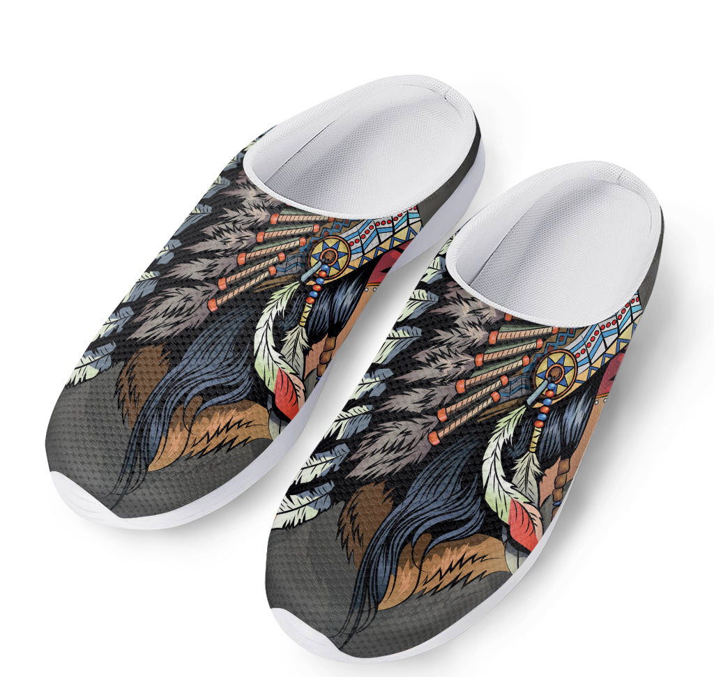 Native American Indian Girl Print Mesh Casual Shoes