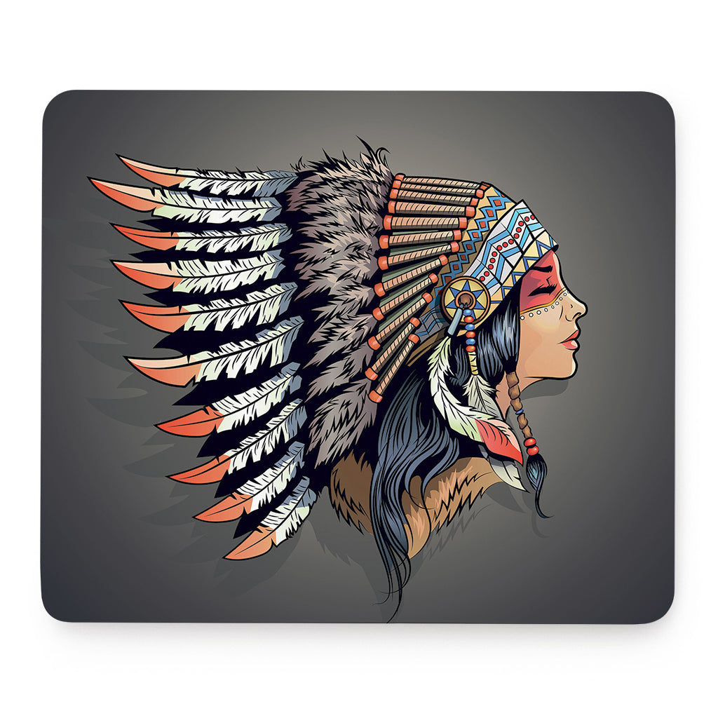 Native American Indian Girl Print Mouse Pad