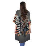 Native American Indian Girl Print Open Front Beach Cover Up