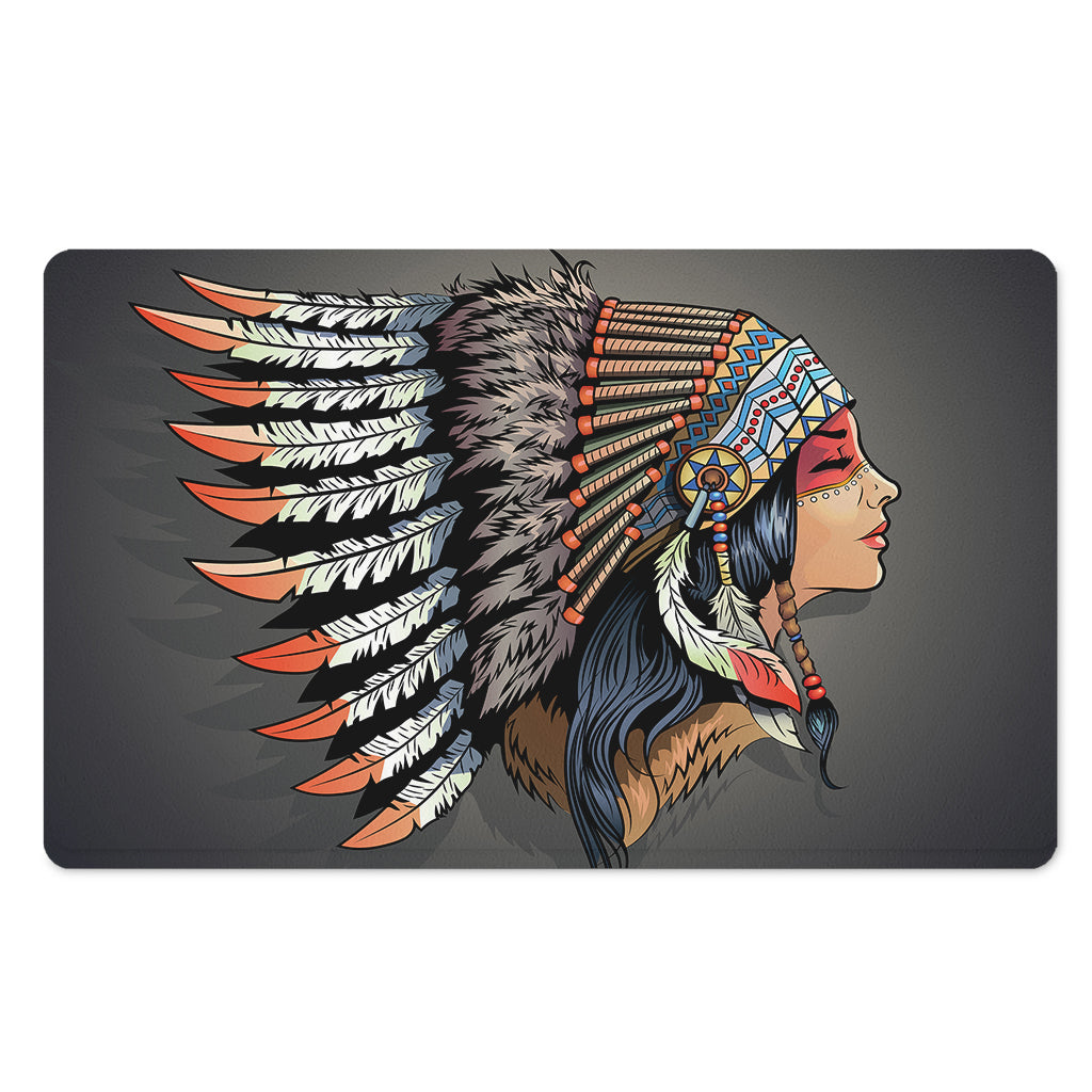 Native American Indian Girl Print Polyester Doormat