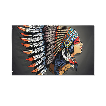 Native American Indian Girl Print Polyester Flag