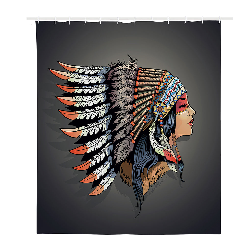 Native American Indian Girl Print Polyester Shower Curtain
