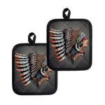 Native American Indian Girl Print Pot Holders