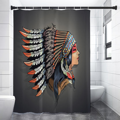 Native American Indian Girl Print Premium Shower Curtain