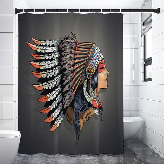 Native American Indian Girl Print Premium Shower Curtain