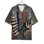 Native American Indian Girl Print Rayon Hawaiian Shirt