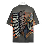 Native American Indian Girl Print Rayon Hawaiian Shirt