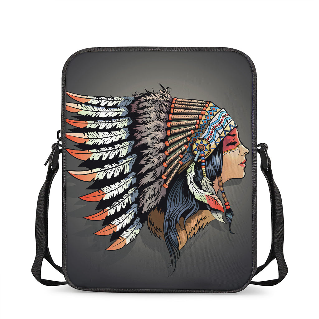 Native American Indian Girl Print Rectangular Crossbody Bag