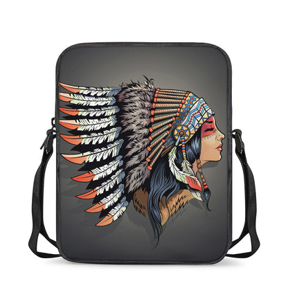 Native American Indian Girl Print Rectangular Crossbody Bag