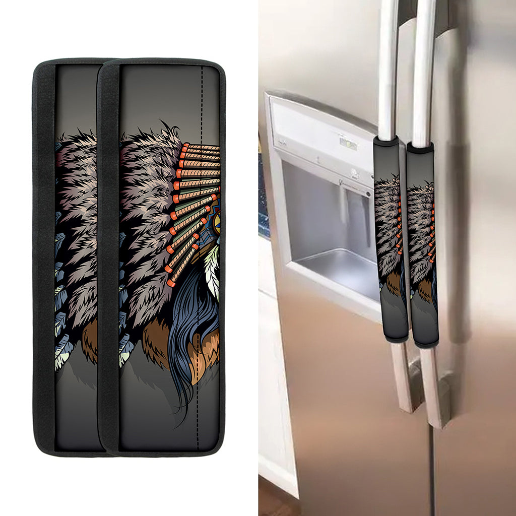 Native American Indian Girl Print Refrigerator Handle Covers