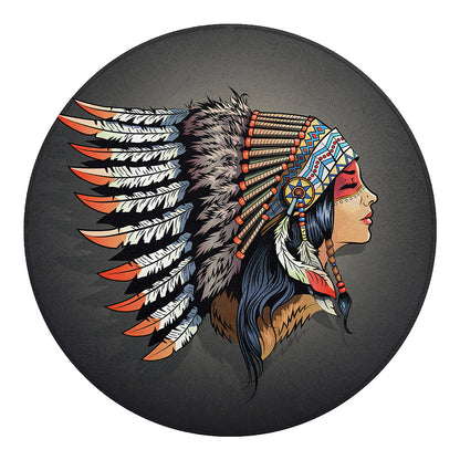 Native American Indian Girl Print Round Blanket