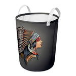Native American Indian Girl Print Round Laundry Basket