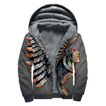 Native American Indian Girl Print Sherpa Lined Zip Up Hoodie