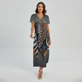 Native American Indian Girl Print Short Sleeve Maxi Dress