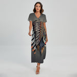 Native American Indian Girl Print Short Sleeve Maxi Dress