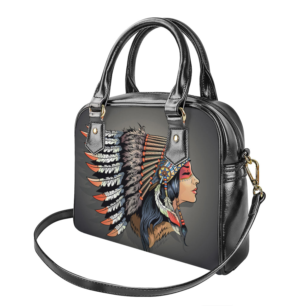 Native American Indian Girl Print Shoulder Handbag