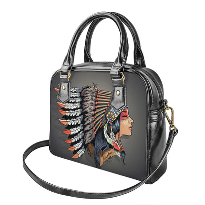 Native American Indian Girl Print Shoulder Handbag