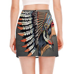 Native American Indian Girl Print Side Slit Mini Skirt